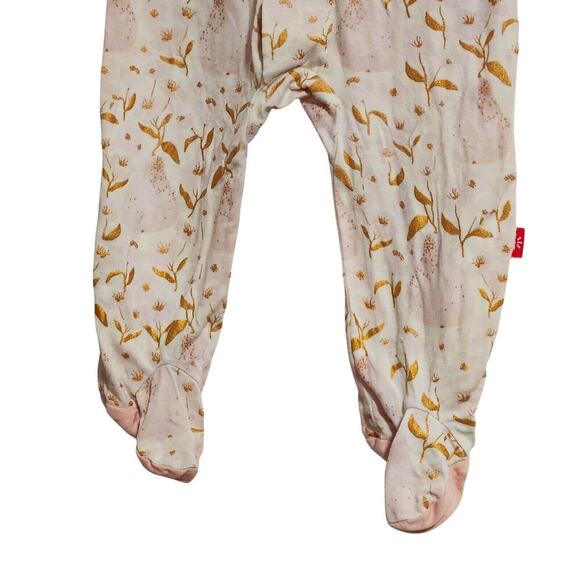 Magnetic Me Floral Pink/ Gold Spring Summer Overall Footie 3-6 Months -E5 - Picture 2 of 5